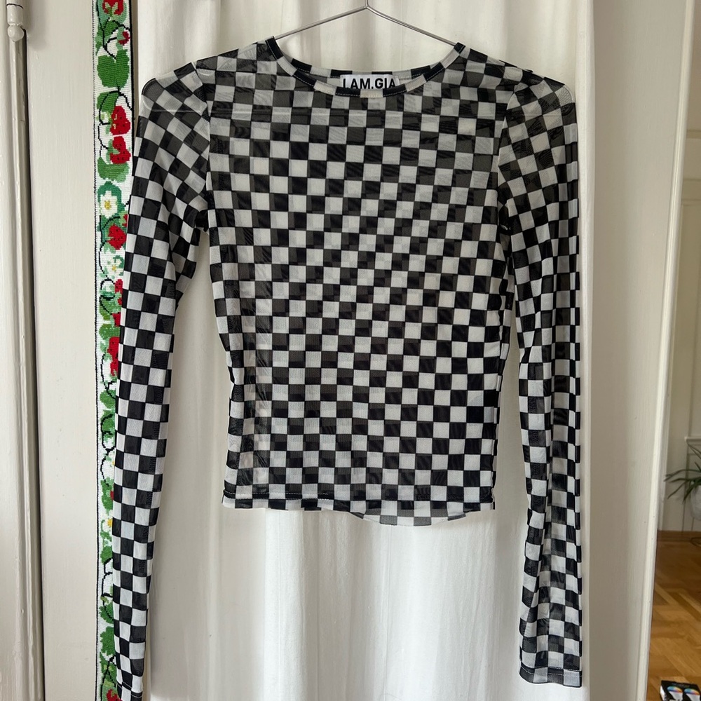 I.AM.GIA Black and White Fitted Long Sleeve Blouse